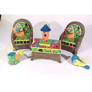 Lori Siebert Garden Set Mini Figurines Set Of 6 Doll Playhouse Display Yard Set